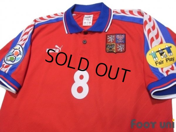 Photo3: Czech Republic 1996 Home Shirt #8 Poborsky UEFA Euro 1996 Patch/Badge UEFA Fair Play Patch/Badge (3)
