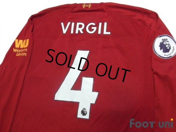 Photo4: Liverpool 2019-2020 Home Long Sleeve Shirt #4 Virgil van Dijk Premier League Patch/Badge (4)