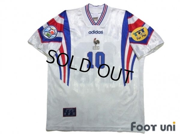 Photo1: France Euro 1996 Away Shirt #10 Zidane UEFA Euro 1996 Patch/Badge UEFA Fair Play Patch/Badge (1)