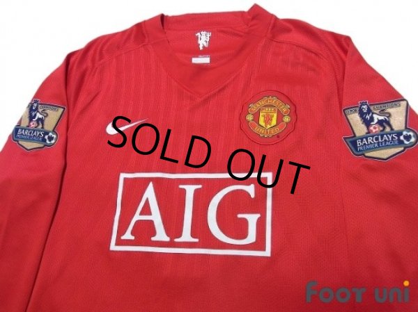 Photo3: Manchester United 2007-2009 Home Long Sleeve Shirt #7 Ronaldo Champions Barclays Premier League Patch/Badge (3)