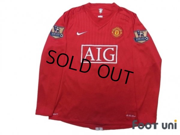 Photo1: Manchester United 2007-2009 Home Long Sleeve Shirt #7 Ronaldo Champions Barclays Premier League Patch/Badge (1)