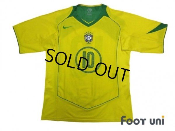 Photo1: Brazil 2004 Home Shirt #10 Ronaldinho (1)