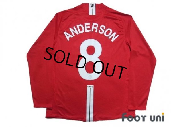 Photo2: Manchester United 2007-2009 Home Long Sleeve Shirt #8 Anderson (2)