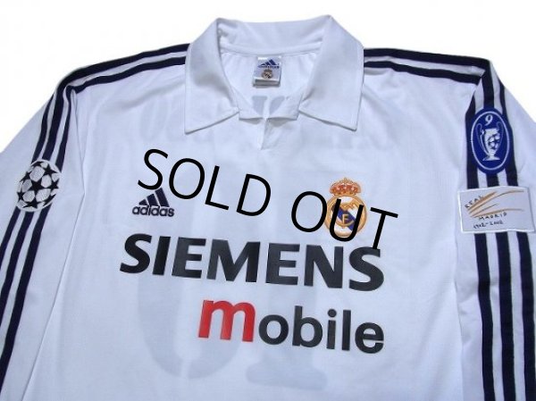 Photo3: Real Madrid 2002-2003 Home Long Sleeve Shirt #19 Cambiasso Centenario Patch/Badge (3)