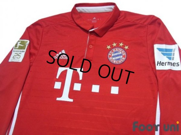 Photo3: Bayern Munchen 2016-2017 Home Long Sleeve Shirt #9 Lewandowski Bundesliga Patch/Badge (3)