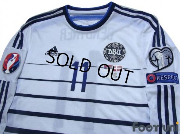 Photo3: Denmark 2014 Away Authentic Long Sleeve Shirt #11 Bendtner (3)