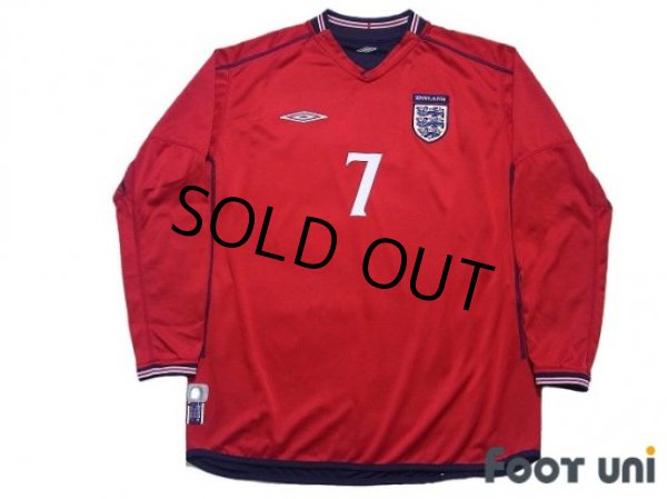 Photo1: England 2002 Away Long Sleeve Shirt #7 Beckham (1)