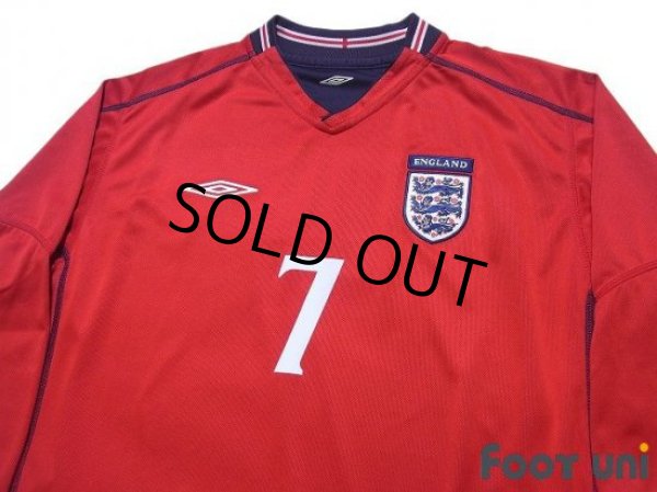 Photo3: England 2002 Away Long Sleeve Shirt #7 Beckham (3)