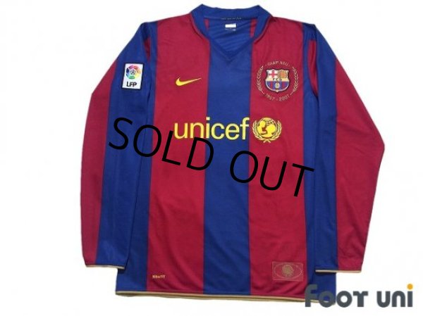 Photo1: FC Barcelona 2007-2008 Home Long Sleeve Shirt #10 Ronaldinho LFP Patch/Badge 50th anniversary of Camp Nou (1)