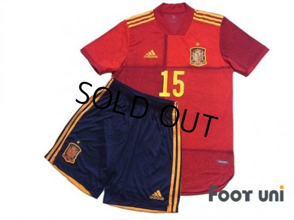 Photo1: Spain 2020 Home Authentic Shirt and Shorts Set #15 Sergio Ramos (1)