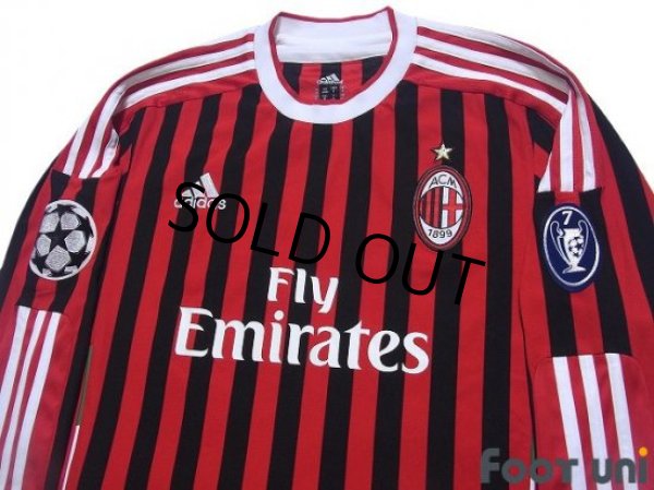 Photo3: AC Milan 2011-2012 Home Long Sleeve Shirt Champions League Patch/Badge (3)