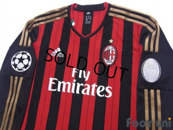Photo3: AC Milan 2013-2014 Home Long Sleeve Shirt Champions League model Big Year Patch/Badge (3)