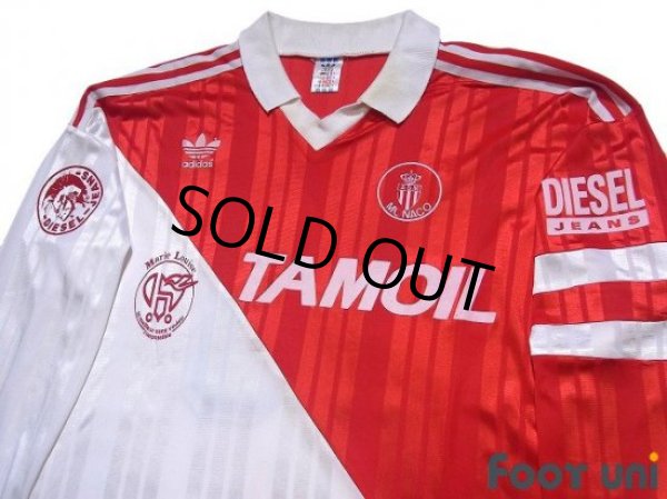 Photo3: AS Monaco 1992-1994 Home Long Sleeve Shirt #13 With sub-sponsor (3)