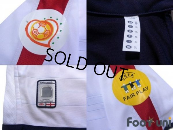 Photo7: England Euro 2004 Home Shirt #7 Beckham UEFA Euro 2004 Patch/Badge UEFA Fair Play Patch/Badge (7)