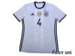 Photo1: Germany Euro 2016 Home Shirt #4 Howedes FIFA World Champions 2014 Patch/Badge w/tags (1)