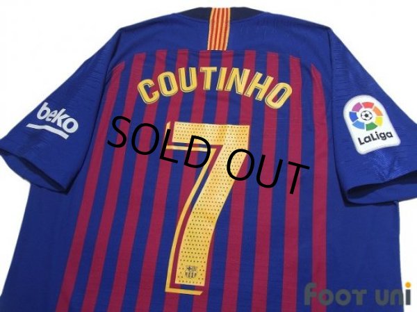 Photo4: FC Barcelona 2018-2019 Home Authentic Shirt #7 Coutinho La Liga Patch/Badge (4)