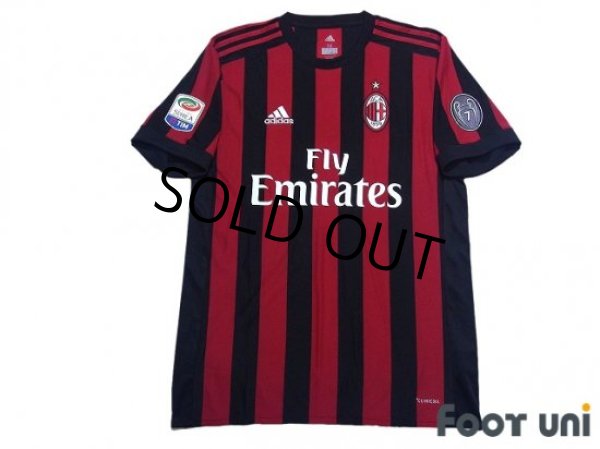 Photo1: AC Milan 2017-2018 Home Shirt #8 Suso Serie A Tim Patch/Badge (1)