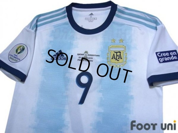 Photo3: Argentina 2019 Home Shirt #9 Kun Aguero Copa America Patch/Badge (3)
