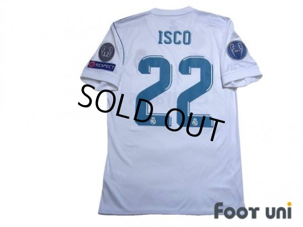 Photo2: Real Madrid 2017-2018 Home Shirt #22 Isco Champions League Patch/Badge (2)