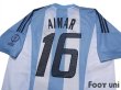 Photo4: Argentina 2002 Home Shirt #16 Aimar 2002 FIFA World Cup Korea Japan Patch/Badge (4)