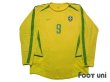 Photo1: Brazil 2002 Home Authentic Long Sleeve Shirt Jersey #9 Ronaldo (1)