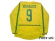 Photo2: Brazil 2002 Home Authentic Long Sleeve Shirt Jersey #9 Ronaldo (2)