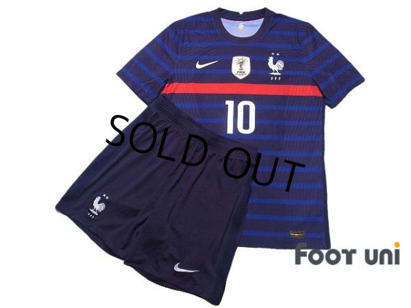 Photo1: France Euro 2020-2021 Home Authentic Shirt #10 Mbappe Shorts Set (1)