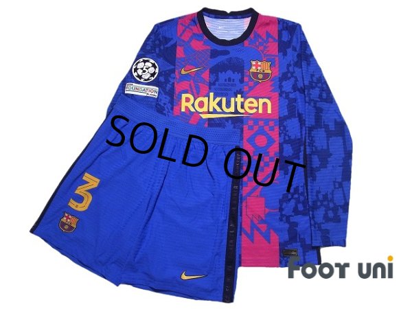 Photo1: FC Barcelona 2021-2022 Third Authentic Shirt #3 Gerard Pique Champions League Patch/Badge Shorts Set (1)