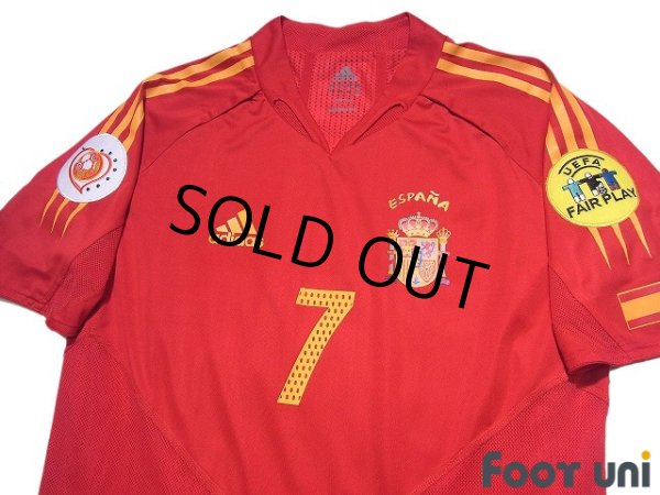 Photo3: Spain Euro 2004 Home Authentic Shirt #7 Raul UEFA Euro 2004 Patch/Badge UEFA Fair Play Patch/Badge (3)