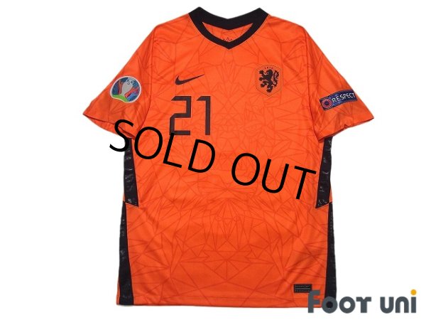 Photo1: Netherlands Euro 2020-2021 Home Shirt #21 Frenkie de Jong UEFA Euro 2020 Patch/Badge w/tags (1)