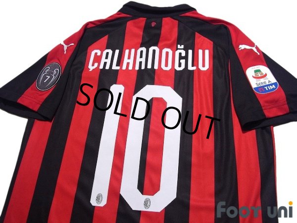 Photo4: AC Milan 2018-2019 Home Shirt #10 Hakan Calhanoglu Serie A Patch/Badge (4)