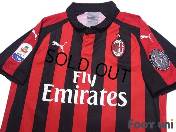 Photo3: AC Milan 2018-2019 Home Shirt #10 Hakan Calhanoglu Serie A Patch/Badge (3)