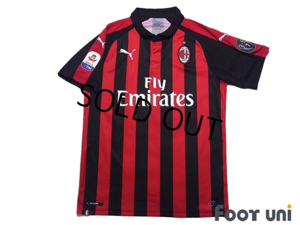 Photo1: AC Milan 2018-2019 Home Shirt #10 Hakan Calhanoglu Serie A Patch/Badge (1)