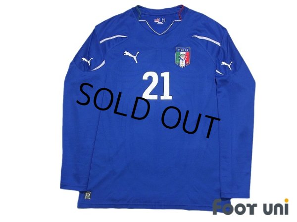 Photo1: Italy 2010 Home Long Sleeve Shirt #21 Andrea Pirlo (1)