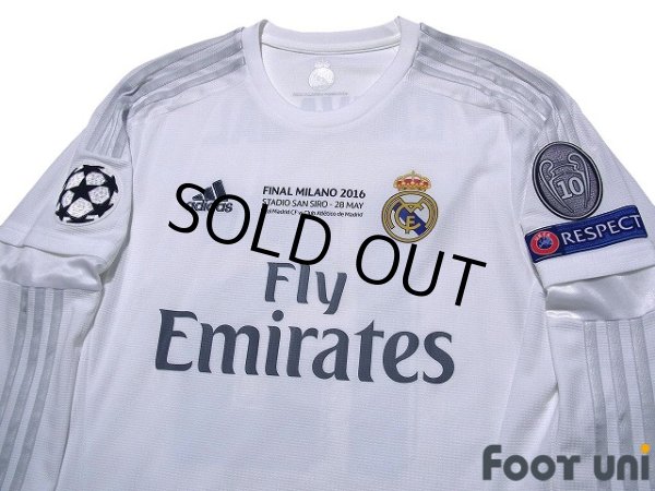 Photo3: Real Madrid 2015-2016 Home Long Sleeve Shirt #15 Daniel Carvajal Champions League Patch/Badge (3)