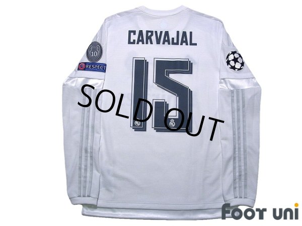 Photo2: Real Madrid 2015-2016 Home Long Sleeve Shirt #15 Daniel Carvajal Champions League Patch/Badge (2)