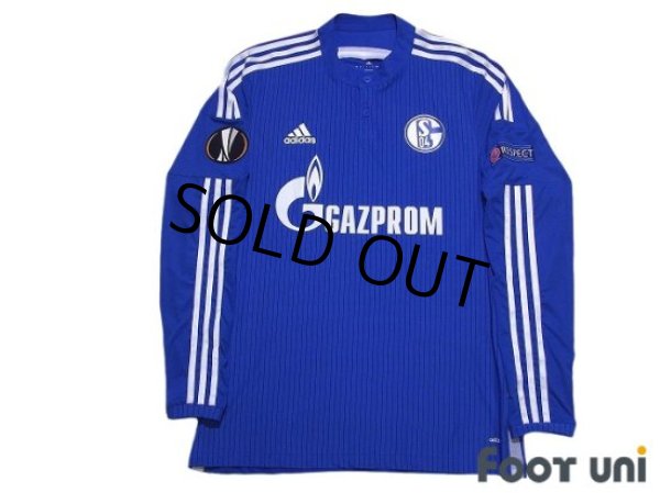 Photo1: Schalke04 2014-2016 Home Authentic Long Sleeve Shirt #19 Leroy Sané UEFA Europa League Patch/Badge (1)