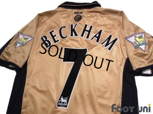 Photo4: Manchester United Centenario Reversible Long Sleeve Shirt #7 David Beckham Champions 2000-2001 The F.A. Premier League Patch/Badge (4)